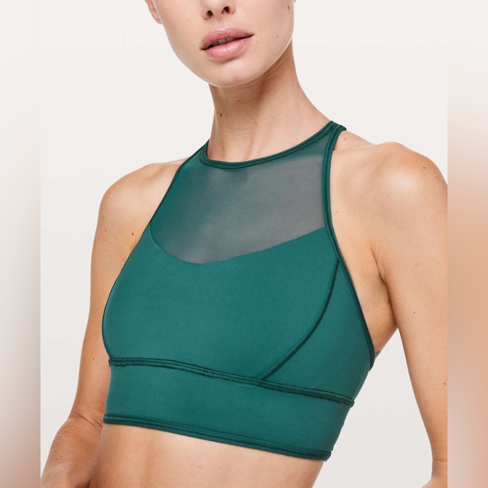 lululemon Wake & Train Long Line Bra in Green Jasper Size 2 NWT